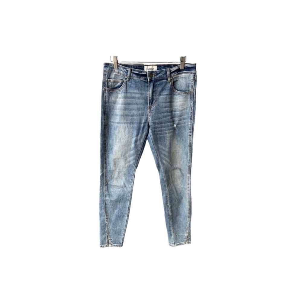 EVIDNT Jeans Pants Light Blue Wash Denim Skinny Split Hem Streetwear Size 28
